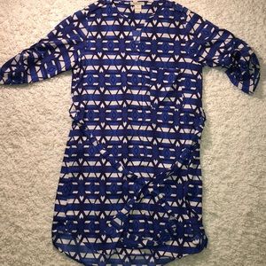 Lucky brand blue patterned belted dress